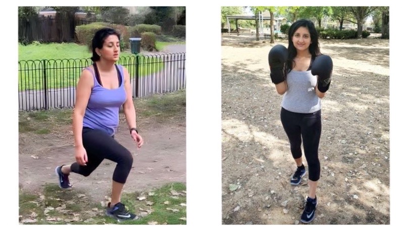 Client training session with mobile personal trainer in London